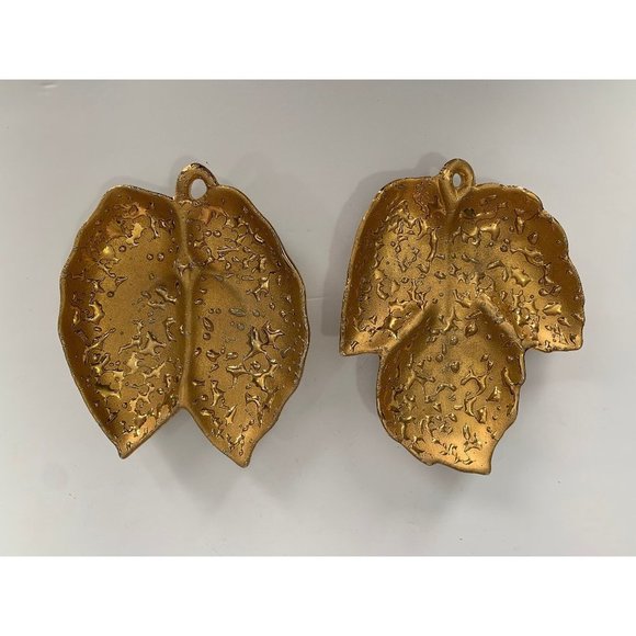 Other - Free with 50$ purchase/Pair Weeping Gold Trinket Dish Leaf 22K Gold USA